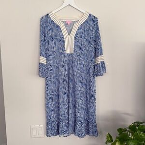 Lily Pulitzer Dress 3/4 Flounce Sleeve Ruffle Hem Size XL